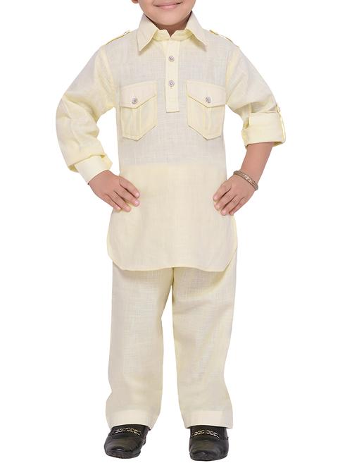 beige cotton kurta set - 15640913 - Very Small Image - 1