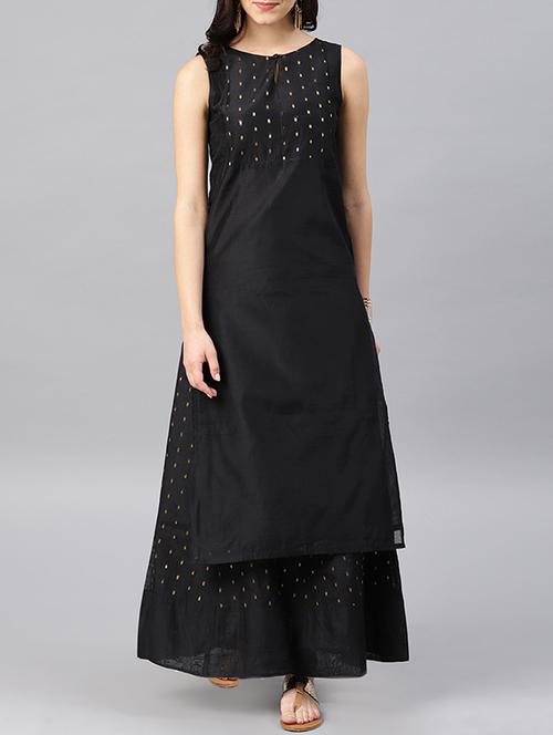 zari self-design chanderi kurta with skirt set - 15642318 - Very Small Image - 1