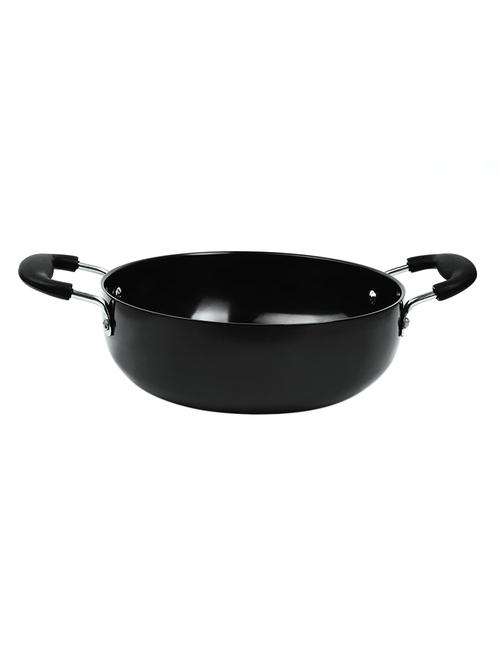 hardanodised deep kadhai,dia-26 cm,3mm,aluminium, 3200 ml, black - 15642419 - Very Small Image - 1