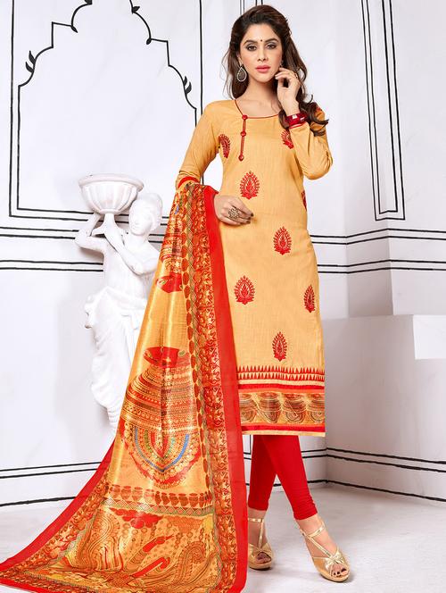 embroidered unstitched churidaar suit - 15643302 - Very Small Image - 1
