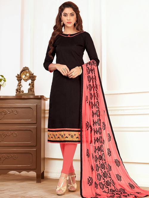 embroidered unstitched churidaar suit - 15643306 - Very Small Image - 1