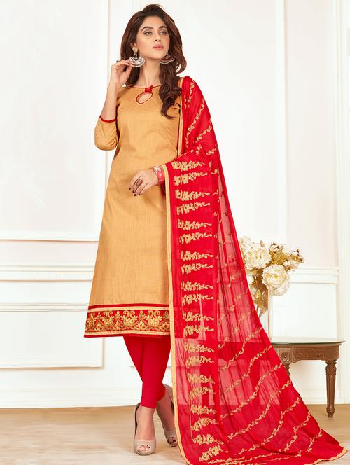 embroidered unstitched churidaar suit - 15643309 - Very Small Image - 1