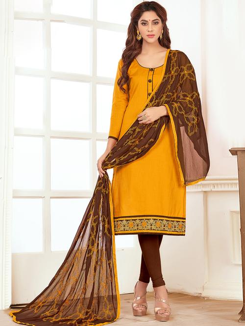 embroidered unstitched churidaar suit - 15643314 - Very Small Image - 1