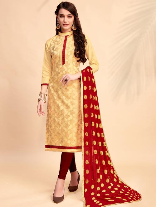 zari unstitched churidaar suit - 15643320 - Very Small Image - 1
