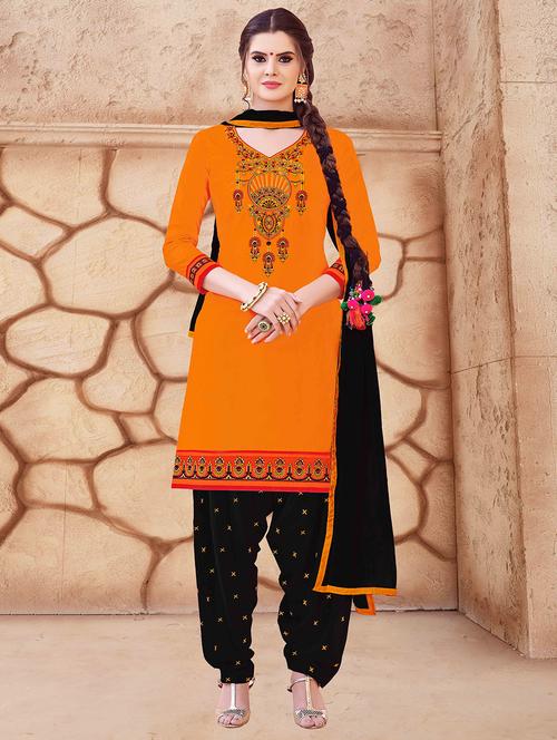 embroidered unstitched salwar suit - 15643322 - Very Small Image - 1