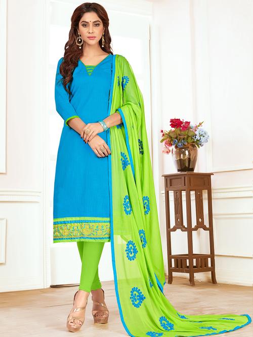 embroidered unstitched churidaar suit - 15643332 - Very Small Image - 1