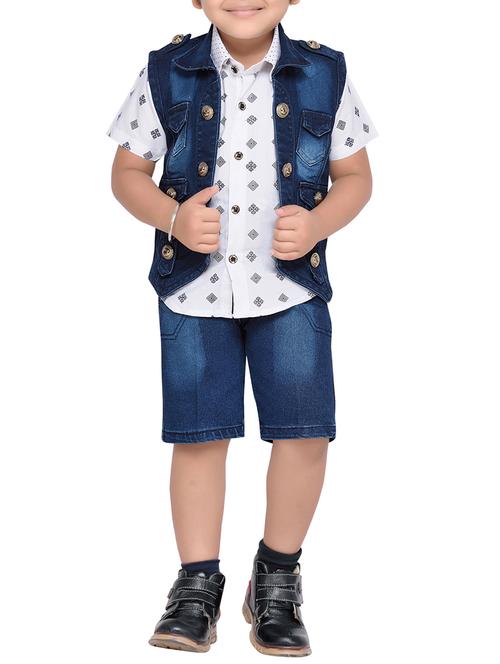 white printed shorts set with jacket - 15643430 - Very Small Image - 1