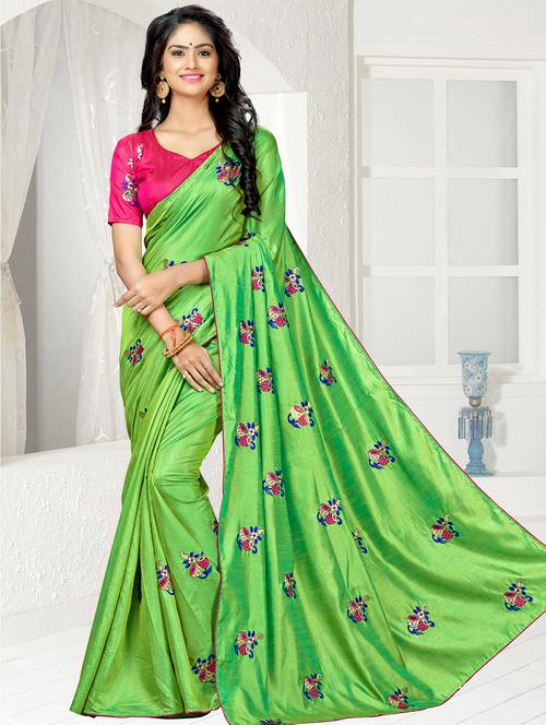 floral embroidered saree with blouse - 15644412 - Very Small Image - 1