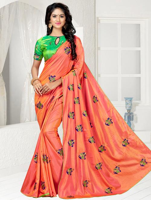 floral embroidered saree with blouse - 15644414 - Very Small Image - 1