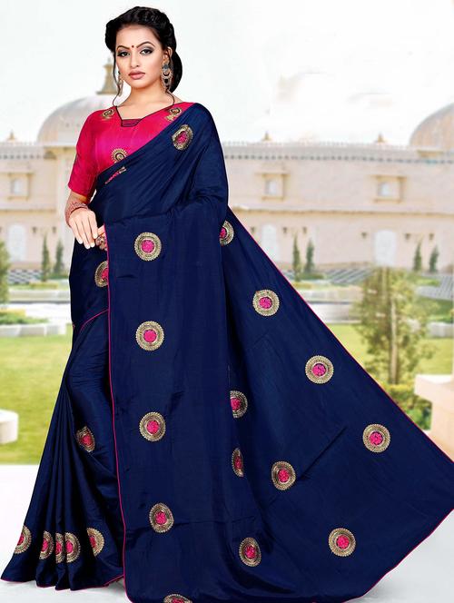 floral embroidered saree with blouse - 15644430 - Very Small Image - 1