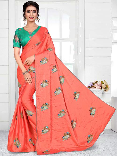 women's embroidered saree with blouse - 15644437 - Very Small Image - 1