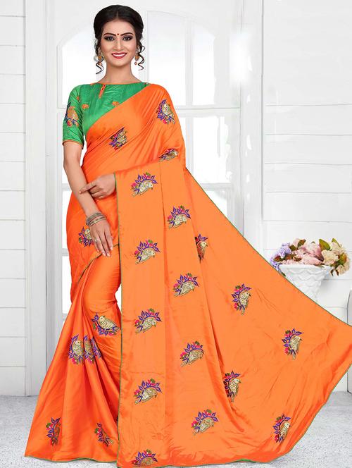 women's embroidered saree with blouse - 15644438 - Very Small Image - 1
