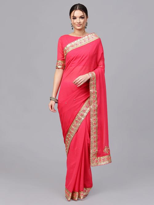 embellished pink saree with blouse - 15644622 - Very Small Image - 1