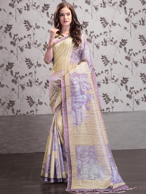 digital graphic printed saree with blouse - 15644624 - Very Small Image - 1
