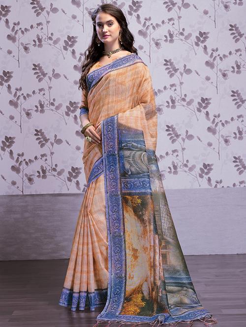 digital graphic printed saree with blouse - 15644625 - Very Small Image - 1