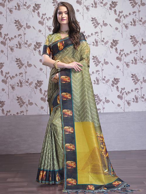 chevron digital printed saree with blouse - 15644627 - Very Small Image - 1