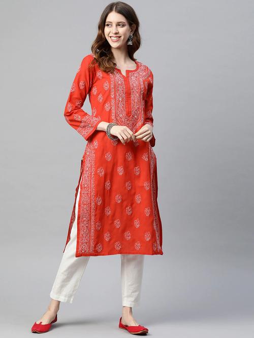 chikankari straight kurta - 15644797 - Very Small Image - 1