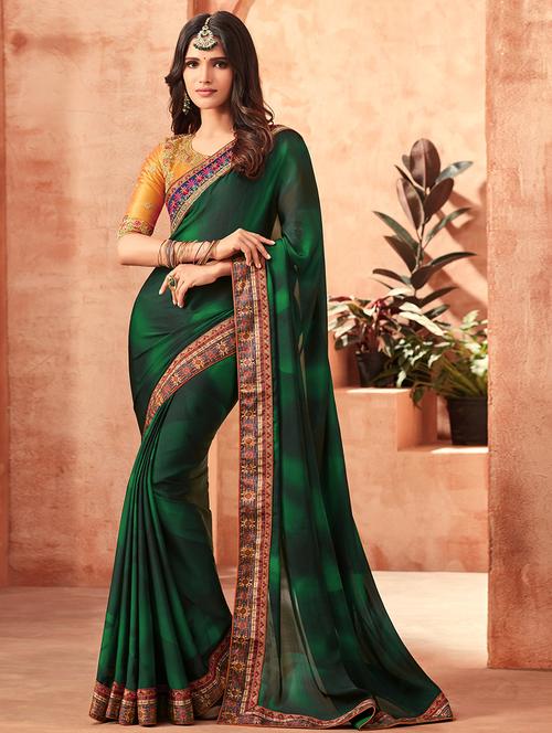 lace border ombre saree with blouse - 15645199 - Very Small Image - 1