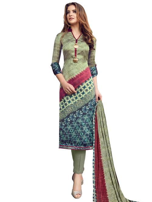 digital printed unstitched churidaar suit - 15645234 - Very Small Image - 1