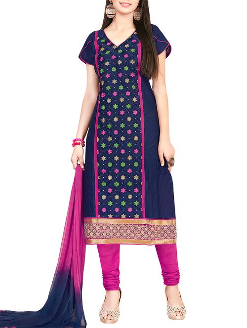 embroidered unstitched churidaar suit - 15646076 - Very Small Image - 1