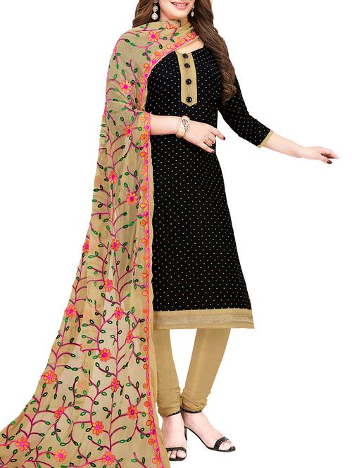 embroidered unstitched churidaar suit - 15646078 - Very Small Image - 1