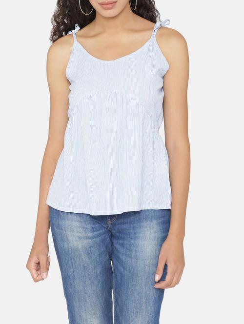 tie up shoulder strap striped top - 15646147 - Very Small Image - 1