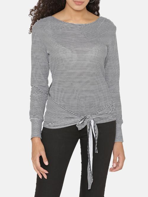 front tie detail striped top - 15646165 - Very Small Image - 1