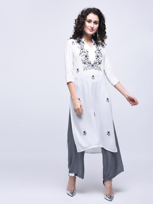 embroidered straight kurta - 15647488 - Very Small Image - 1