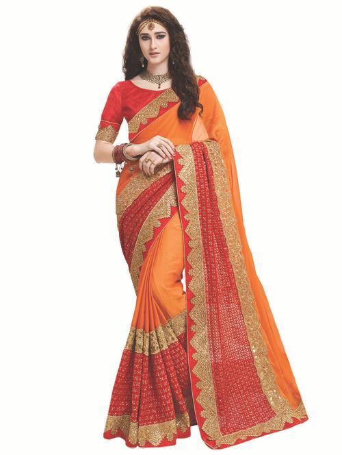 zari lace bordered saree with blouse - 15647666 - Very Small Image - 1