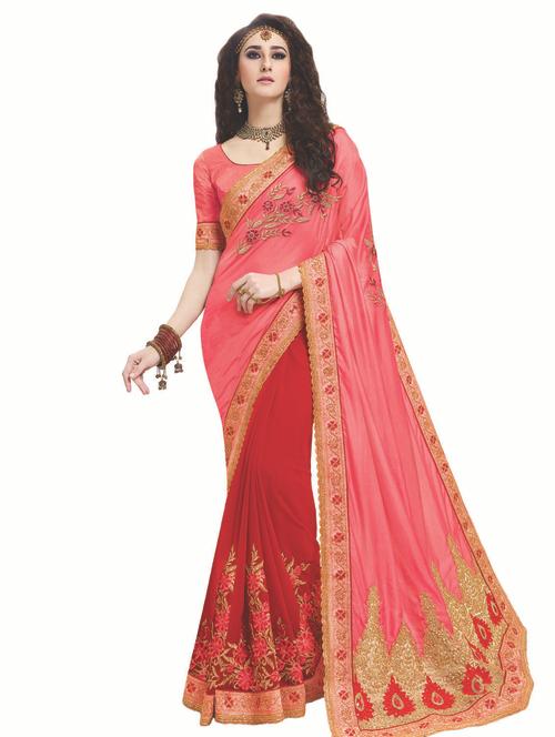 floral half and half saree with blouse - 15647667 - Very Small Image - 1