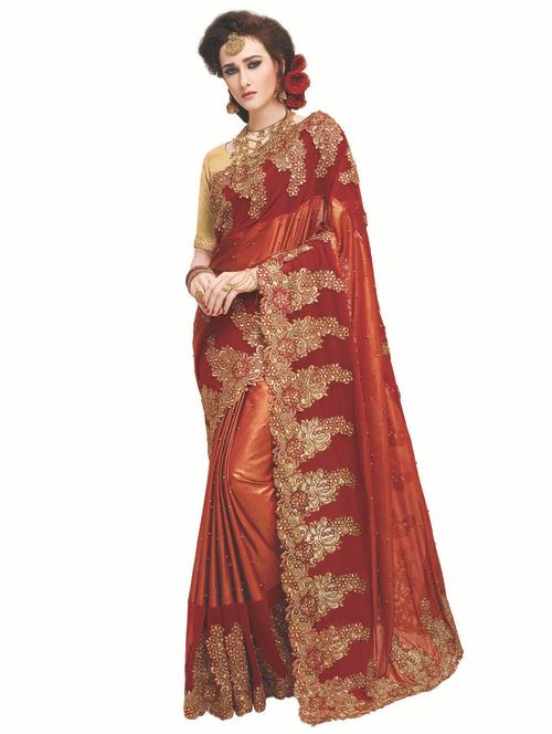 lace bordered embellished saree with blouse - 15647670 - Very Small Image - 1
