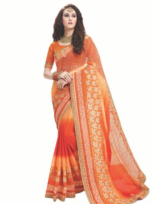 ombre embroidered saree with blouse - 15647671 - Very Small Image - 1
