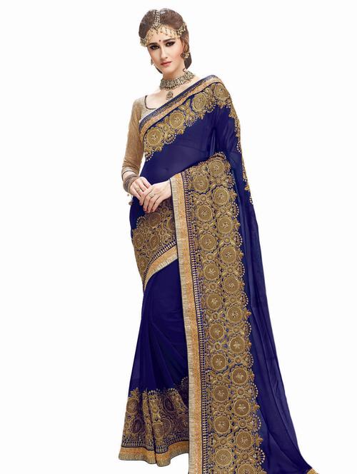 zari bordered saree with blouse - 15647673 - Very Small Image - 1