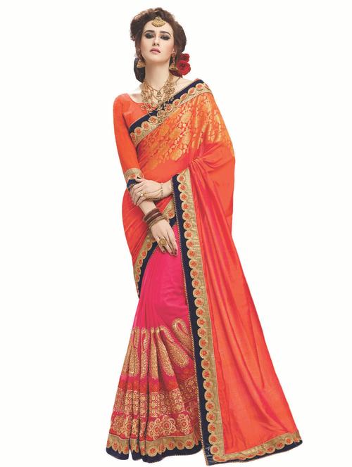 zari paisley half and half saree with blouse - 15647674 - Very Small Image - 1