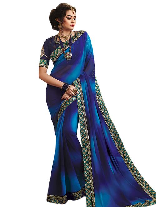 ombre printed saree with blouse - 15647717 - Very Small Image - 1
