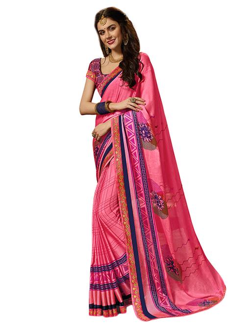 checkered printed saree with blouse - 15647731 - Very Small Image - 1