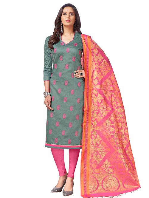 embroidered unstitched salwar suit - 15649309 - Very Small Image - 1