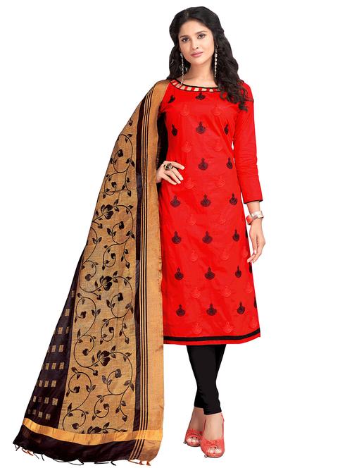 embroidered unstitched churidaar suit - 15649317 - Very Small Image - 1