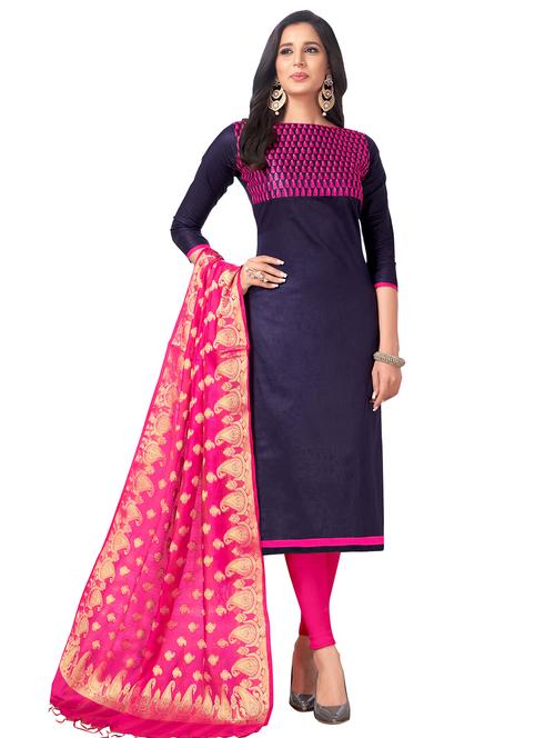 embroidered unstitched churidaar suit - 15649318 - Very Small Image - 1
