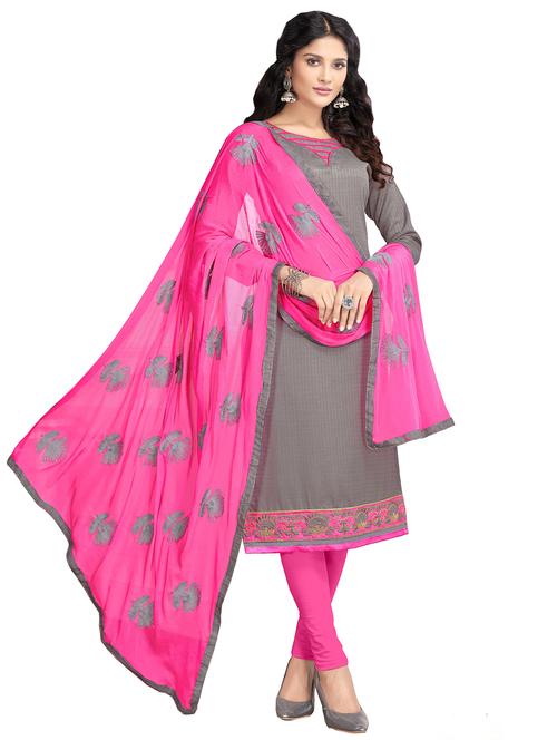 embroidered unstitched churidaar suit - 15649320 - Very Small Image - 1