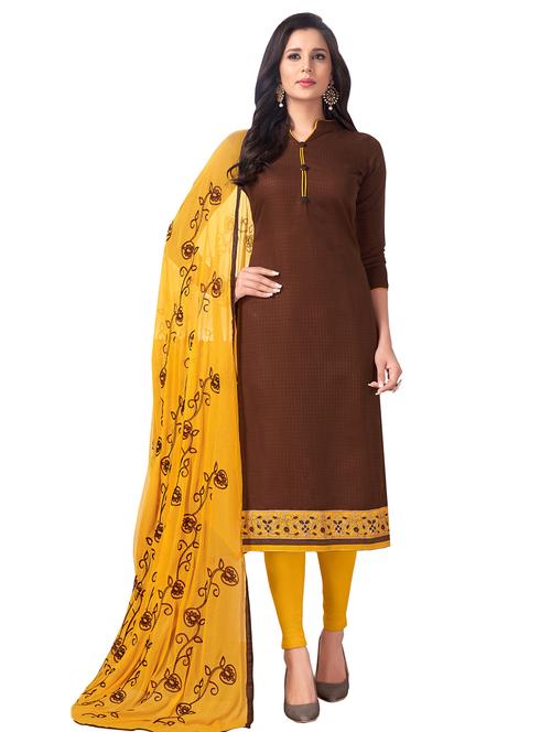 embroidered unstitched churidaar suit - 15649324 - Very Small Image - 1