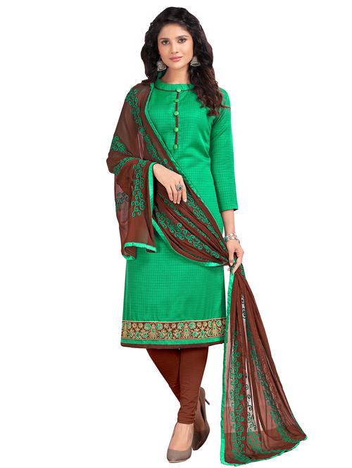 embroidered unstitched churidaar suit - 15649328 - Very Small Image - 1