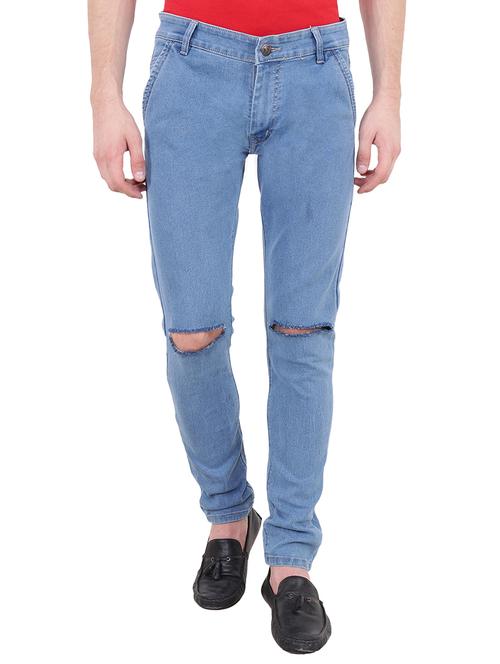 blue denim slash knee jeans - 15649466 - Very Small Image - 1