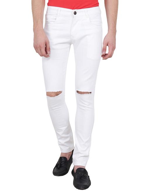 white denim slash knee jeans - 15649471 - Very Small Image - 1