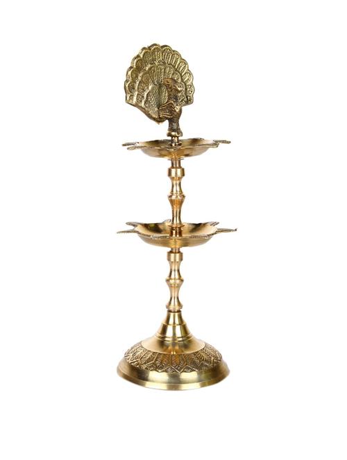 indian pure brass deepak mahal diya lamp (puja lamp) - 15650133 - Very Small Image - 1
