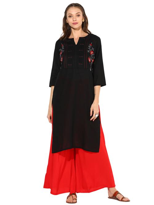 embroidered straight kurta - 15650163 - Very Small Image - 1