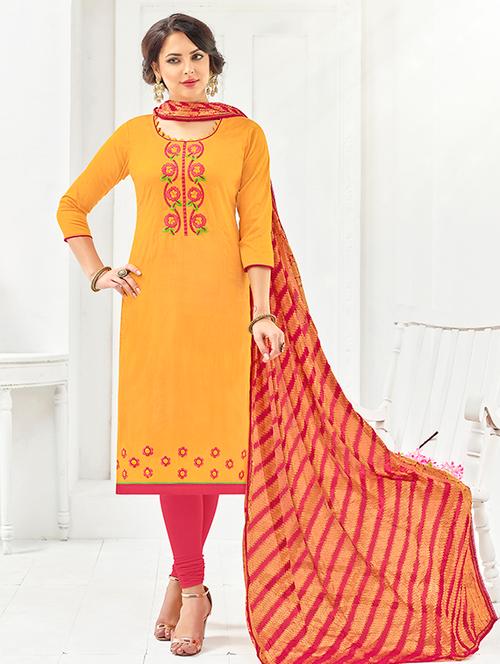 embroidered unstitched churidaar suit - 15650198 - Very Small Image - 1