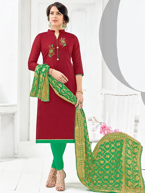zardosi unstitched churidaar suit - 15650235 - Very Small Image - 1