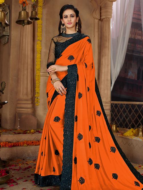 floral sequined embroidered saree - 15650460 - Very Small Image - 1