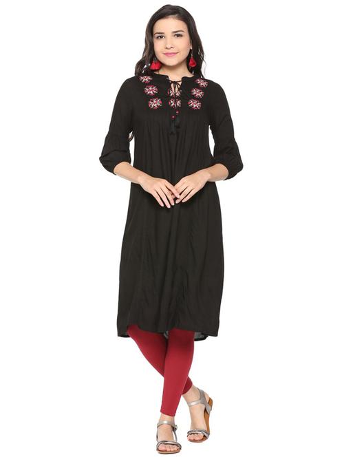 flared embroidered kurta - 15650923 - Very Small Image - 1